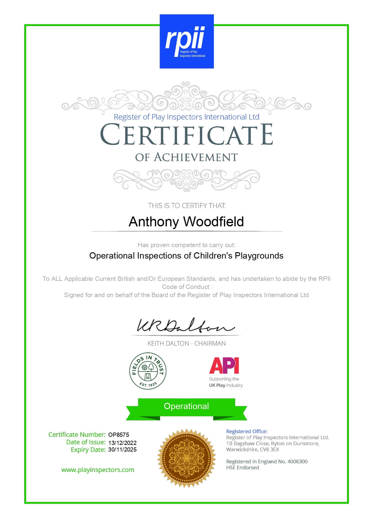  Anthony Woodfield Be Active Gyms Ltd 